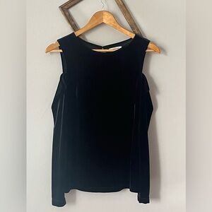 Women’s MAX STUDIO Cold Shoulder Black Velvet Long Sleeve Top